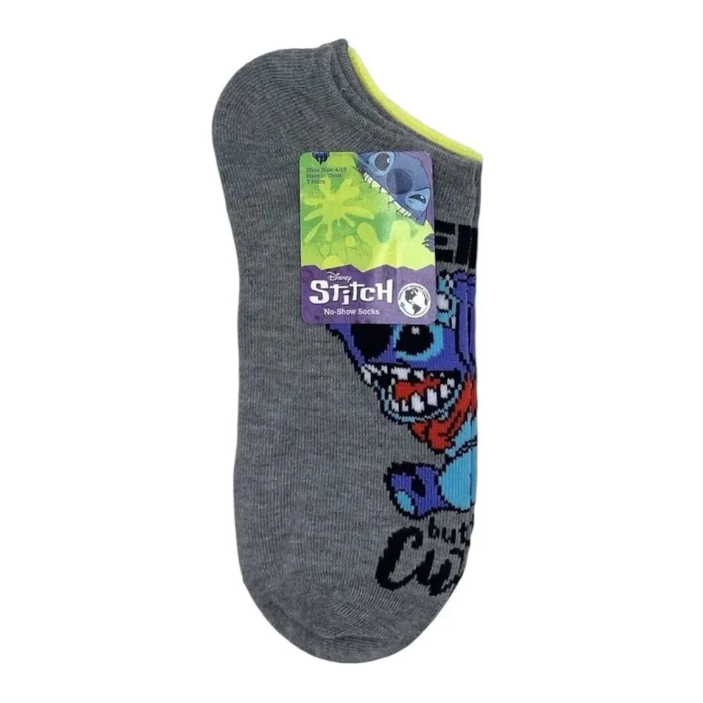 Disney Stitch Women's Print No Show Socks, 3-Pack, Shoe Size 4-10